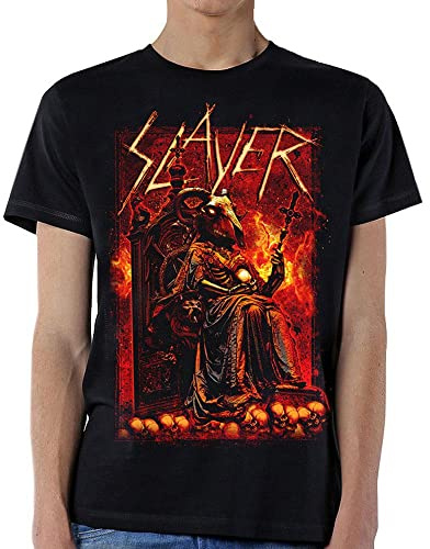 Slayer Men's Goat Skull T-Shirt, Black (Black Black), Large (Size:Large)
