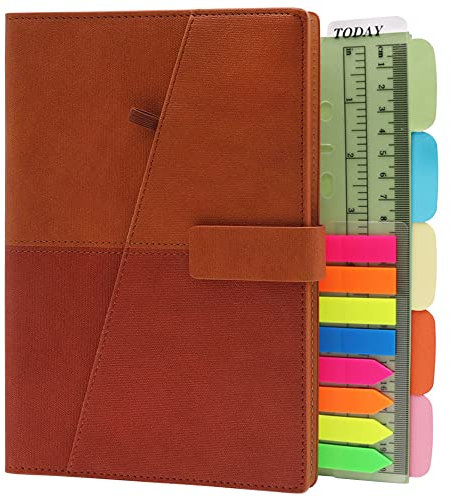 TSY Notizbuch Nachfüllbar, PU Leder Weiche Abdeckun Personal Organizer Planer, Ringbuch Reise Tagebuch mit Magnet-Verschluss Stifthalter Steckplätze für Karten (Orangenfarbig, A5)