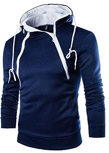 Sport Herren Sweatshirt Hoodie,Kanpola Männer Fitness Training Crewneck Shirt Slim Modern Langarmshirt Warm Basic Pullover (EU-50/CN-XL, Marine)