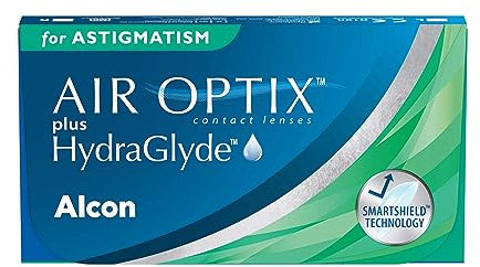 Air Optix plus HydraGlyde for Astigmatism Monatslinsen weich | 6 Stück | BC 8.7 mm | DIA 14.5 mm | CYL -00.75 | ACHSE 100 | +05.25 Dioptrien