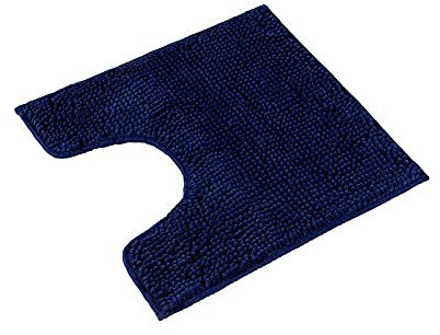 PANA® Chenille WC-Vorleger mit Ausschnitt (45x45cm) • U-förmiger Badteppiche • Badematte für Toilette, WC, Klo, Gäste-WC • Mikrofaser Matte • Flauschiger Klo Vorleger • Farbe: Blau