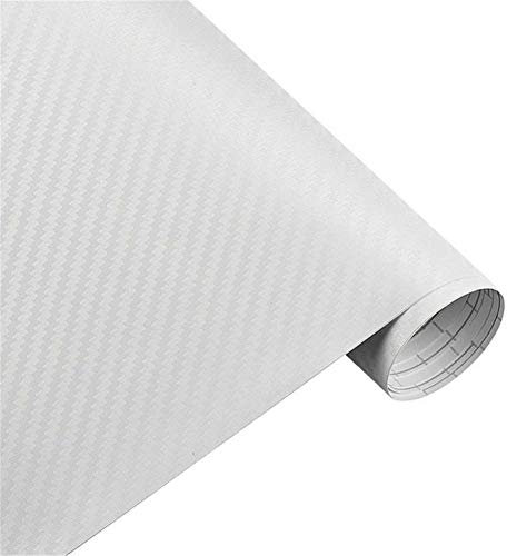 3D Carbon Auto Folie, 3D Hochglanz Antifouling Und Anti-UV Auto Innen- Und Außenaufkleber Autoschutzaufkleber (Weiß,1.52m*30cm)
