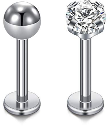 Cizme 2er Titan Lippenpiercing Labret Stecker 8mm Helix Tragus Knorpel Monroe Piercing Stecker 1,2mm