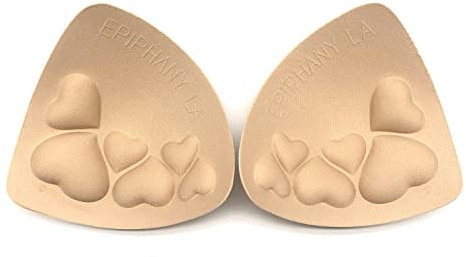 Epiphany LA Women's Push Up Padding Inserts for Swimsuits, Sports Bras and Clothing, Beige, D Cup - Pack of 3