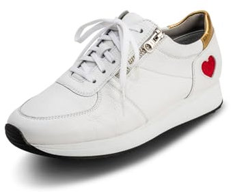 VITAFORM Sneaker Damen I atmungsaktive Schuhe I gelenkschonende Halbschuhe I Reißverschluß für leichten Einstieg I austauschbares Luftpolsterfußbett I Schock Absorber I 100% Hirsch-Leder weiß 40