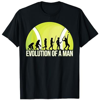Tennis Evolution mit Tennisball Tennisdress Tennisschläger T-Shirt