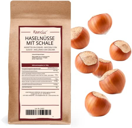 Kamelur Italienische Haselnüsse mit Schale - 1kg - Schmackhafte Nüsse mit Schale als Snack oder als Eichhörnchen Futter