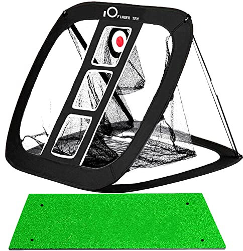 AMRTA Golf Chipping Net and Mat Foldable for Men Women Swing Trainer Backyard Home Garden Outdoor Indoor (Black)
