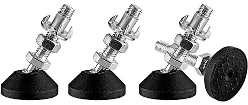 DQZE 4 Stück Stellfüße M10 x 50MM, Verstellbare Füße mit Gummi Fussteil, Stellschraube Stellteller Kann 450kg, 30° Neigungsverstellung, Stellfuß M10 für Tischbeine, Stuhlbeine, Möbelbeine.