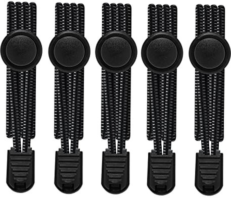 AIXMEET 5 Paar Elastische Schnürsenkel Ohne Binden, 100CM Sport Schnürsenkel mit Schnellverschluss, Gummi Schnürsenkel für Kinder, ältere Menschen, Läufer(5 Paar Schwarz)