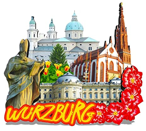 Deutschland Würzburg Magnet Kühlschrankmagnet Holz 3D Sehenswürdigkeiten Reise Sammlerstück Souvenirs Dekoration handgefertigt -291