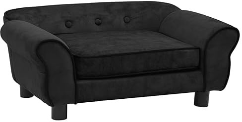 vidaXL Hundesofa Schwarz 72x45x30 cm Plüsch