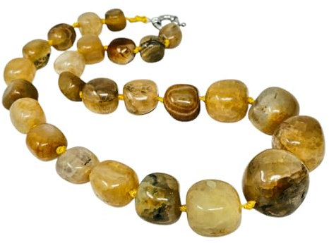 Treasure Bay Chunky Statement - Collana con perline in pietra naturale per donne, collana fatta a mano, Gemma, Agata, giada