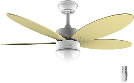 Cecotec Ventilador de Techo con Luz EnergySilence Aero 4260 SunLight. 40 W, Motor DC, Diámetro 42” con 5 Aspas Reversibles, Luz LED, Mando a distancia, Temporizador, 6 Velocidades
