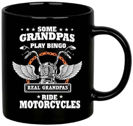 Panvola Some Grandpas Play Bingo Real Grandpas Ride Motorrad Kaffeetasse Großvater Vatertag Geschenk von Enkelsohn Enkelin 325 ml schwarz (313 ml)