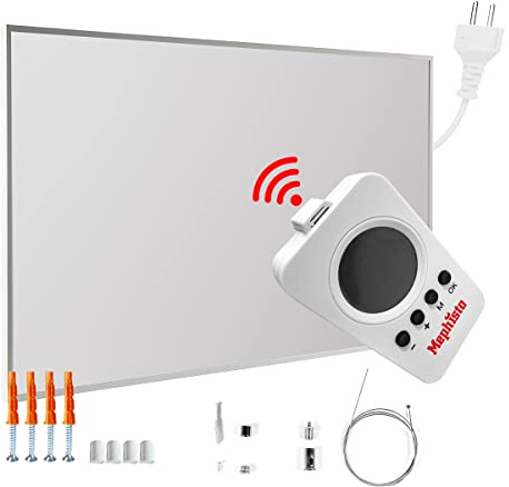 Mephisto Infrarot Heizung Leistung in Watt: 300W, Zubehör: Deckenmontage | Wand- Decken-Standheizung energiesparend Elektroheizung inkl. Fernbedienung und Thermostat WIFI APP Steuerung 300-1200W,