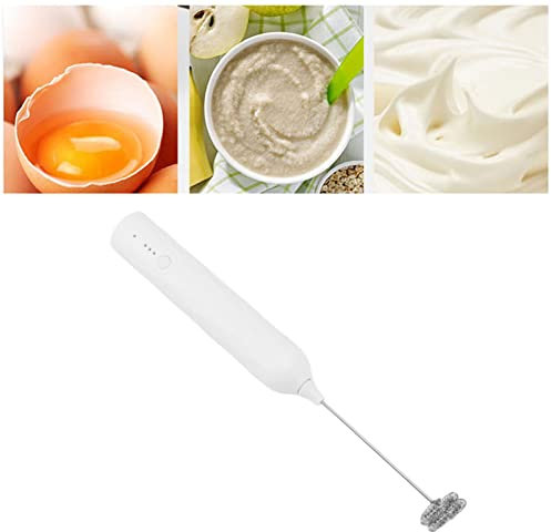 Mousseur à Lait Électrique Sans Fil, Mini Batteur Multifonctionnel, Fouet Portable pour Café, Chocolat Chaud, Blanc