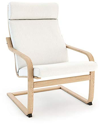 Vinylla Ersatzbezug für Ikea Poang Stuhl (Kissen-Design 3, Baumwolle, Weiß)