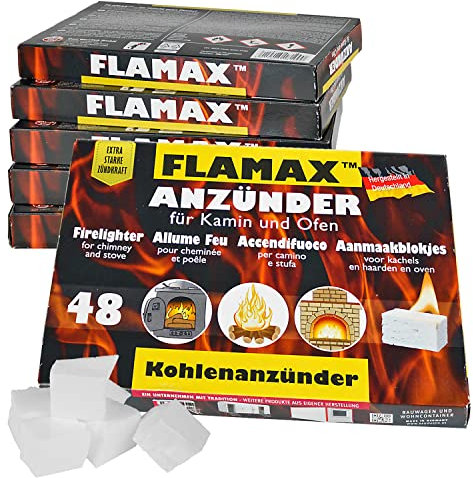 288x Anzündwürfel Kaminanzünder Kohleanzünder Anzünder Würfel BBQ Grillanzünder Ofenanzünder für Kamin und Ofen Kohlenanzünder Anzündwolle Anmachwürfel Flamax