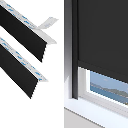 ZSTARR PVC Light Gap Blockers for Window Shades White Black 79 2Pcs