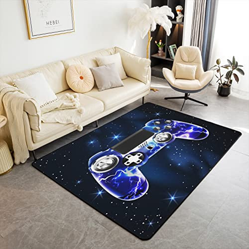 Loussiesd Gamer Modern Teppich 150x200cm Galaxy Gamepad Teppiche Matte für Wohnzimmer Schlafzimmer Moderne Spielkonsole Controller Dekorativer Teppich Rutschfester Bereich Runner Teppich