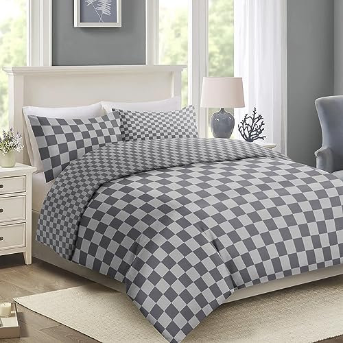 Imperial Rooms King Size Duvet Cover Sets Reversible Printed Bedding Set Premium Brushed Microfiber Duvet Covers with Pillowcases (Chess 230x220 CM)