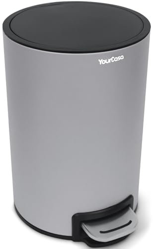 YourCasa Mülleimer Bad [5L] aus Edelstahl für Badezimmer [Softclose] - Badmülleimer Klein - Kosmetikeimer mit Deckel und Softclose – Abfalleimer WC Eimer - Badeimer Kosmetikmülleimer Toilette (Grau)