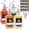HMJIA Distributeur Sirop de Café 500ML Bouteilles de Sirop en Verre avec 16 Étiquettes et Pompe pour Accessoires de Bar à Café Vanille Érable Distributeur de Savon (500ml - 4 Pcs, Carré Argent)
