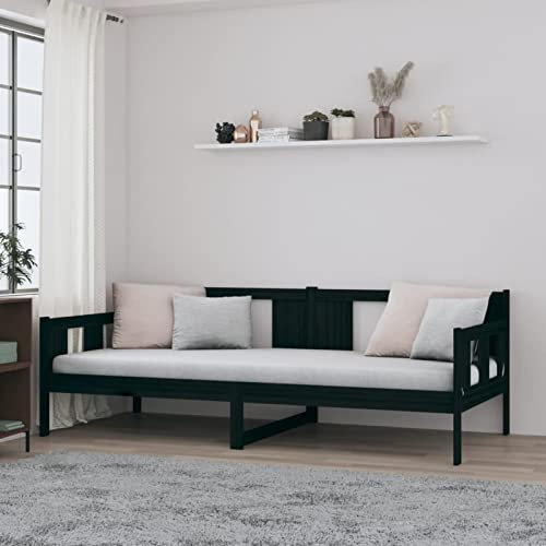 Festnight Tagesbett Holz Kiefer Schlafsofa Holzbett 90 x 200 cmBettsofa Schlafsofa Einzelbett Holzbett Jugendbett Kinderbett Gästebett Bettsofa Schwarz-Typ 2