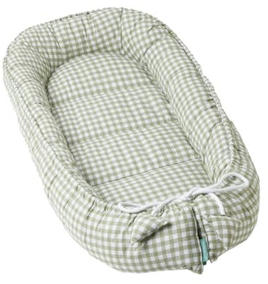 molis&co - Babynest - 100% Baumwolle (Oeko-TEX) - Babynestchen Neugeborene - Ideal als Reisebett, Kuschelnest Geeignet & Cradle Reducer - 90 x 50 cm - Mint Tea