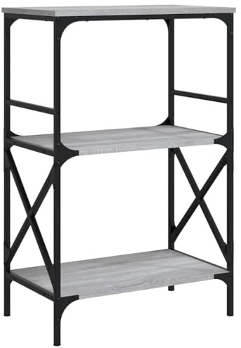 vidaXL Bücherregal 3 Böden Grau Sonoma 59x35x90,5 cm Holzwerkstoff