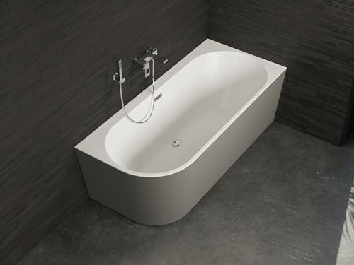 SPALINA Baignoire Semi-îlot Murale Capri 180 Droite Grise L.180 x l.81 cm, by