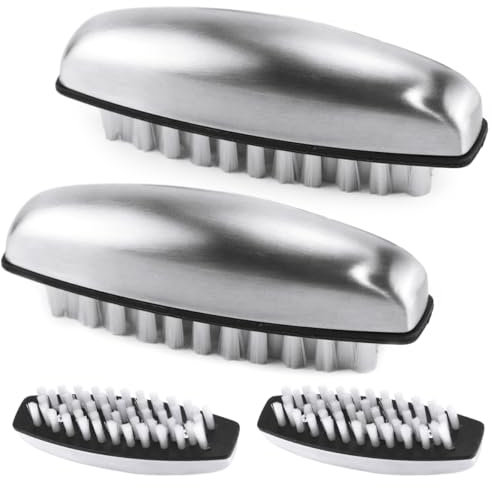 4 Stück Handwaschbürste Edelstahl Set, Handbürste Nagelbürste Hart,2 in 1 Multifunktions Fingernagelbürste, für Reinigen von Nägeln Handwäsche, Küche zur Reinigung, Bad