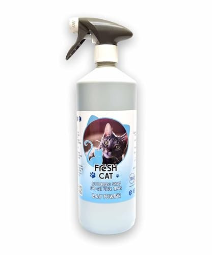 Litter Tray Cleaner Deodoriser Fresh Cat Trigger Spray Bottle 1L (BABY POWDER)