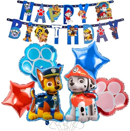 Chukua Dog Patrol Geburtstagsdeko Luftballon Girlande Geburtstag Deko Jungen Mädchen mit Chase Marshall Folienballons Paw Balloons Geburtstag Banner für Thema Kindergeburtstag Party Supplies Deko