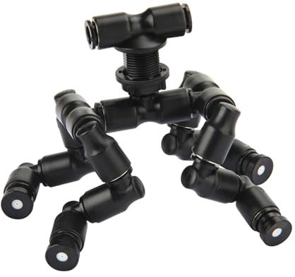 WEEVDRIE Nebel Sprinkler, 4 Köpfe Reptilien Düse Fogger 360 Grad einstellbar Sprinkler Spray Kühlung System Misting Düsen Reptil für Regenwald Rainforest Tank Haustier, Schwarz