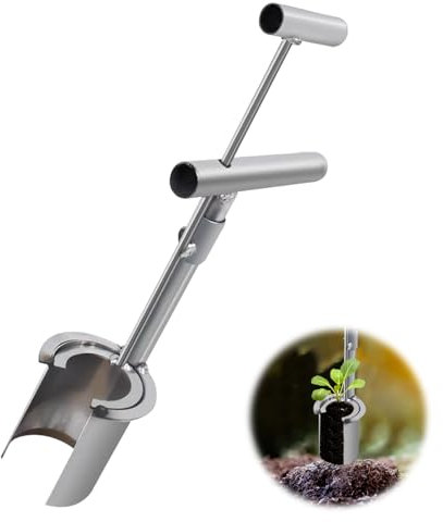 Blumenzwiebelpflanzer,Blumenzwiebel Pflanzgefäß mit Griff,Blumenzwiebelpflanzwerkzeug zum Graben,Erdeproben,Umpflanzen,Blumenzwiebelpflanzer mit Auslöseautomatik und Tiefenskala Garten Werkzeug