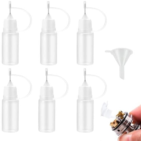 Kjzeex Precision Tip Applicator Bottles, 6 PCS Needle Bottle Applicator 10 ml Bottles Liquid Dropper Filling Glue Shaker Needle Tip Glue Bottle for DIY Quilling Craft, Oiler, Small Gluing Projects