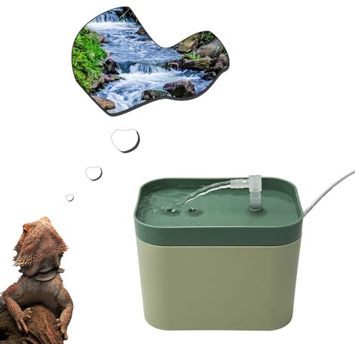 Reptile Water Bowl with Filtration System, Lizard Drinking Fountain, Bearded Dragon Tank Accessories, Reptile Habitat Waterfall for Bearded Dragon, Leopard Gecko, Chameleon, Snake