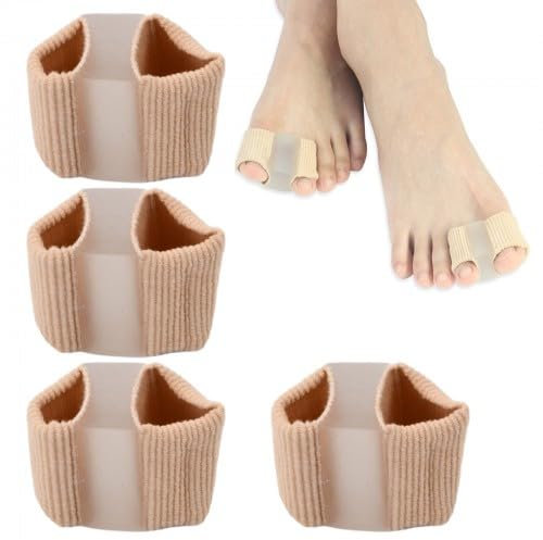 4 Piezas Separadores de Dedos de Juanetes, Separadores de Dedos de Los Pies Gel, Corrector Dedos Pies Garra, Separadores de Dedos de Gel con 2 Bucles para Aliviar la Presión del Pie (L)