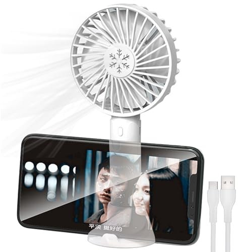 PEARL Handheld-Ventilator: 2er-Set 3in1-Hand- & Tisch-Ventilator mit Handy-Halterung (USB leise, Mini-Taschenventilator, Lüfter)