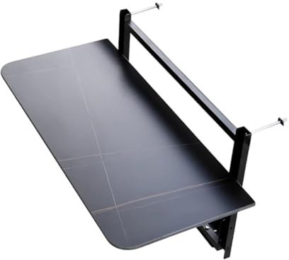 TT-YEC Balkon Faltungshängender Geländertisch, Klapptisch Im Freien, Marmorbalkonstangenstab, Angepasst An Geländer, 4 Stufen Der Höhenanpassung, Einstellbarer Deck -Geländertisch,Length 120cm