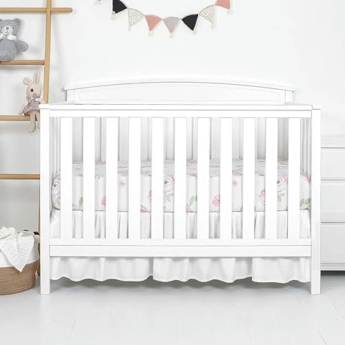 MSTZA 71 x 132 cm Himmelblauer Kinderbettrock, Staubschutz für Babybett, plissierter Kinderbettrock für Jungen und Mädchen, Bettrock, Volant