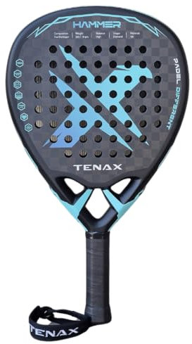 Pala Padel Hammer TENAX | Plato de carbono 12K | Superficie rugosa | Balance Alto | Goma EVA multicapa | Hombre y Mujer