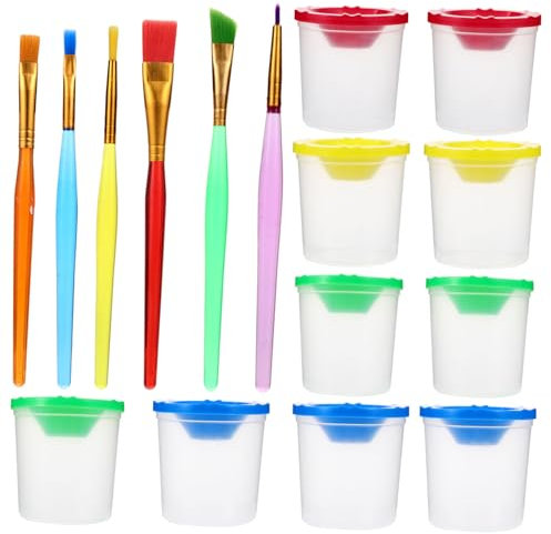 PHENOFICE 16piezas Pintar con Vasos Transparentes para Lavar Pinceles y Accesorios De Pintura para Niño Niña y Clases De Arte Material Seguro Sin Sustancias Nocivas