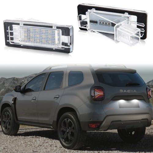POPMOTORZ LED Kennzeichenbeleuchtung für Dacia Duster Lodgy R-enault Espace IV Scenic II Laguna II Fluence Captur, LED Nummernschildbeleuchtung mit CanBus Fehlerfrei 2835 SMD, 2 Stück