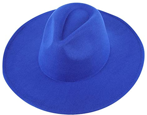 Jazz-Mütze, Unisex, modisch, einfarbig, britische große Wolle, Jazz-Mütze, Größe S, verstellbar, blau, Einheitsgröße