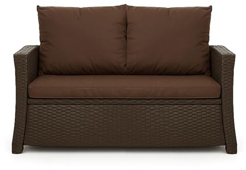 Setgarden® Bankauflage - Outdoor sitzkissen für Gartenbank für polyrattan- Polster Auflage Outdoor - Bankpolster Auflage für Hollywoodschaukel Rattan Sitzbank (Braun, 120x60x50cm)