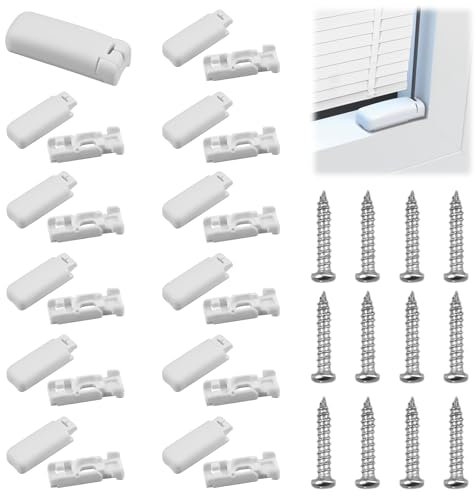12 Stück Spannschuhe Plissee Halterung Ersatzteile Set Spannschuhe für Verspannte Plissees, Plissee Ersatzteile Klemmträger mit 12 Schrauben für Feststehende Fenster Klemmrollo, Rahmenmontage