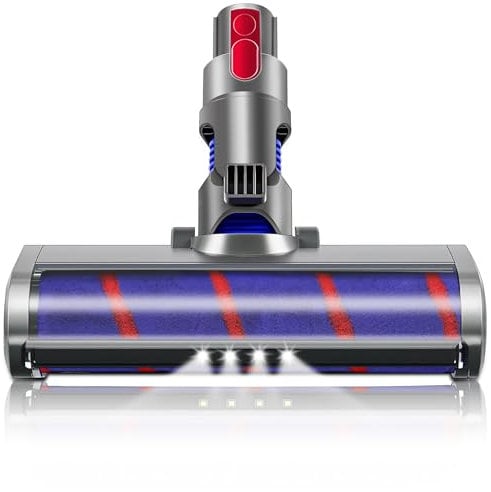 Italdos Cepillo de aspiradora motorizado, compatible con Dyson V7 V8 V10 V11 V15, rodillo suave para parqué, azulejos y luz para esquinas oscuras